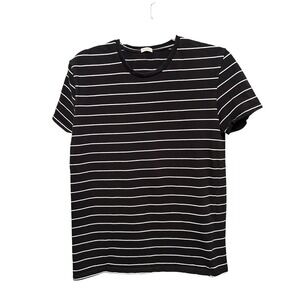 John Galt California Black White Stripe T Shirt Top Womens Size Small